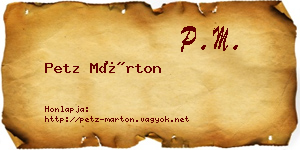 Petz Márton névjegykártya